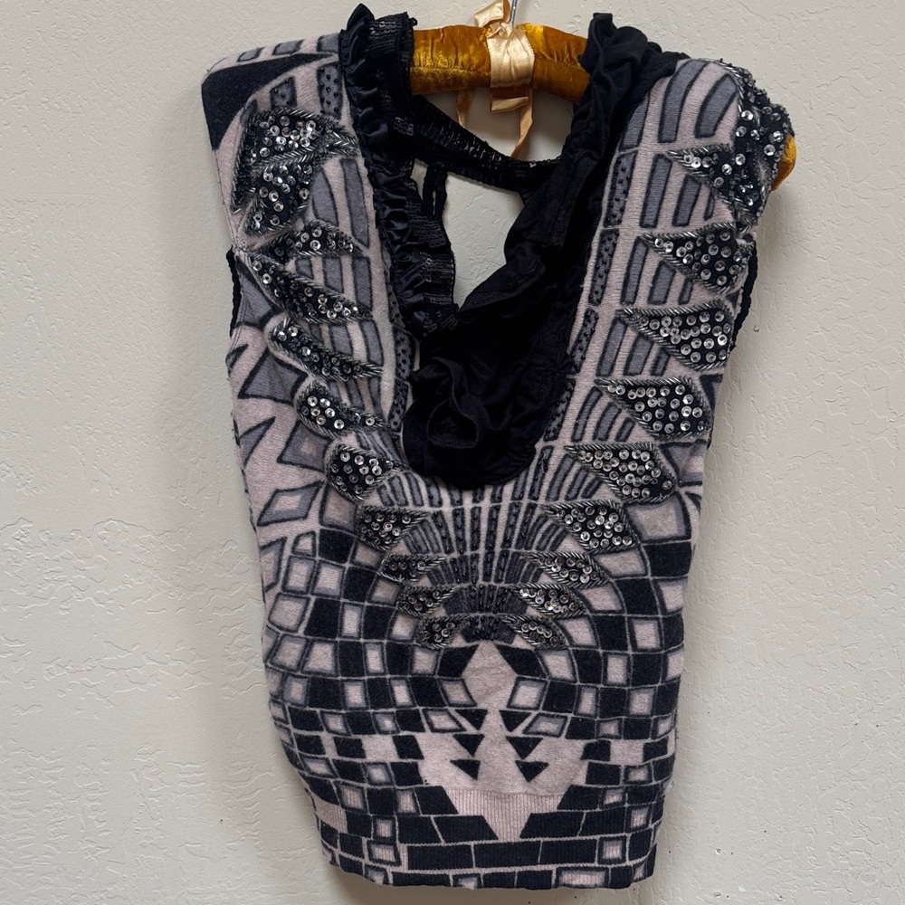 One-of-a-kind Upcycled Vintage Sweater w/ Sequins & Beads